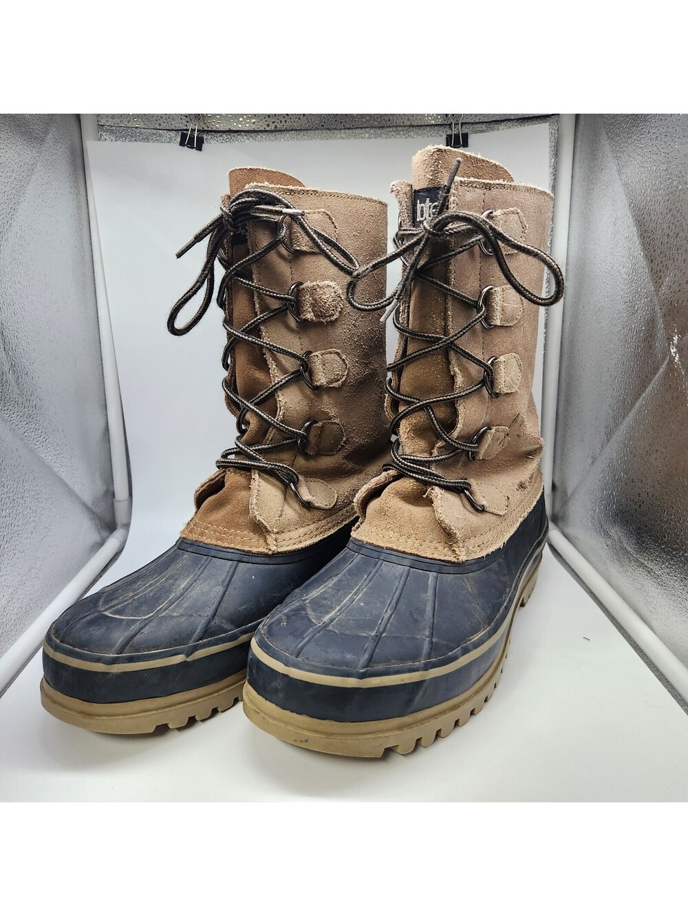 Totes Men's Duck Boots Size 9D Brown Waterproof Insulated Winter Snow Lace Up